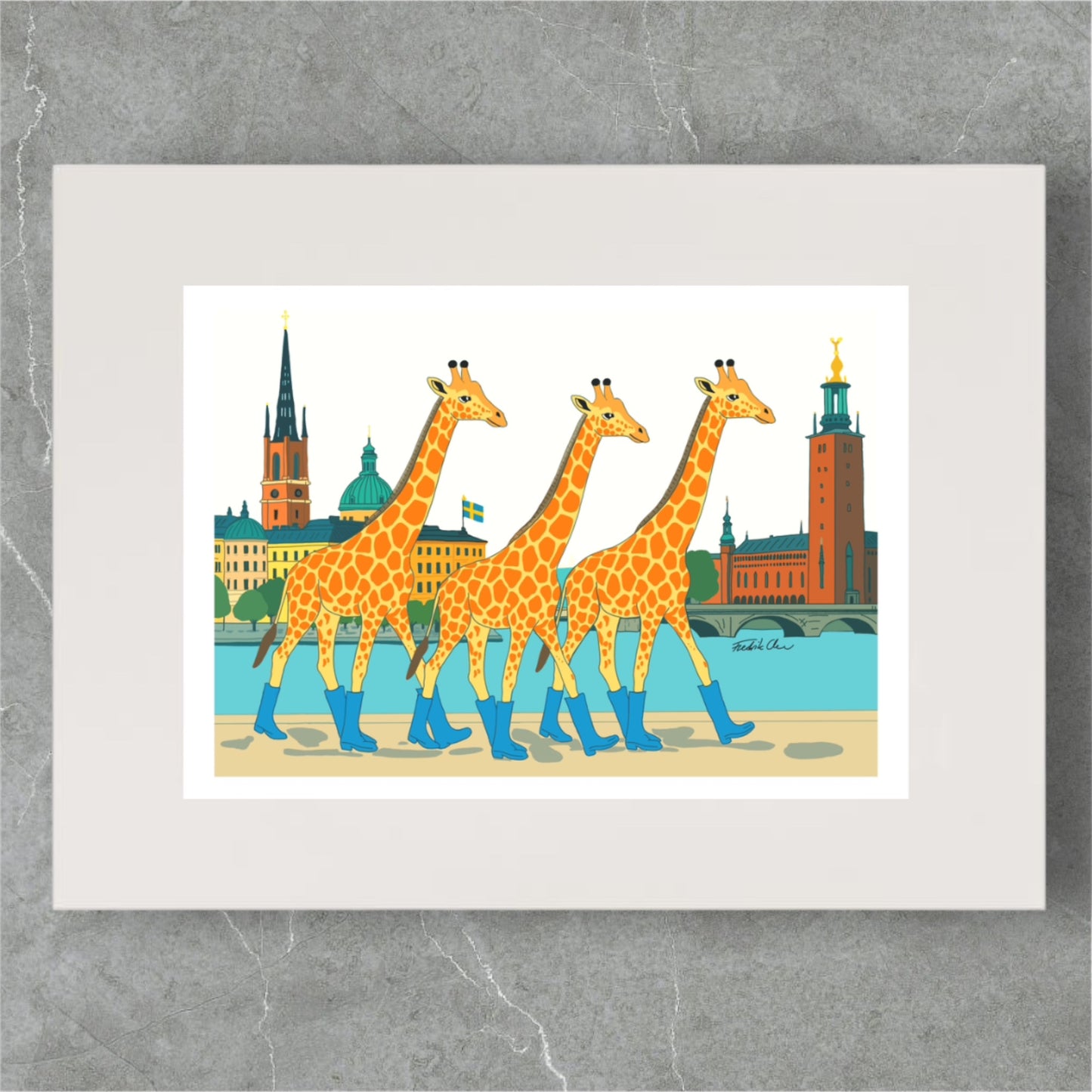 Girafferna på stan 40x50cm